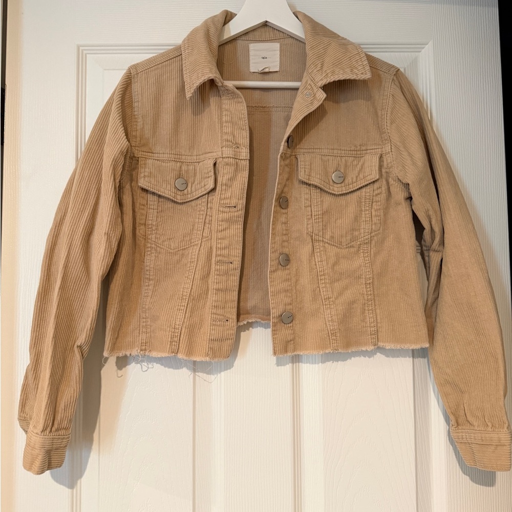 Stylish Tan Corduroy Jean Jacket